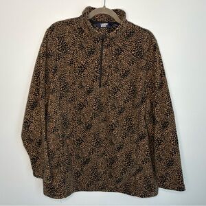 Lands End Leopard Print Fleece Quarter Zip Women’s 2X